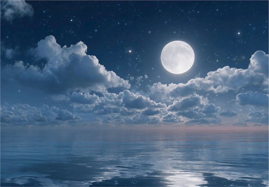 Fotótapéta Óceán Éjszaka Hold Hálószoba Nappali Tapéta Flizelina 150x105