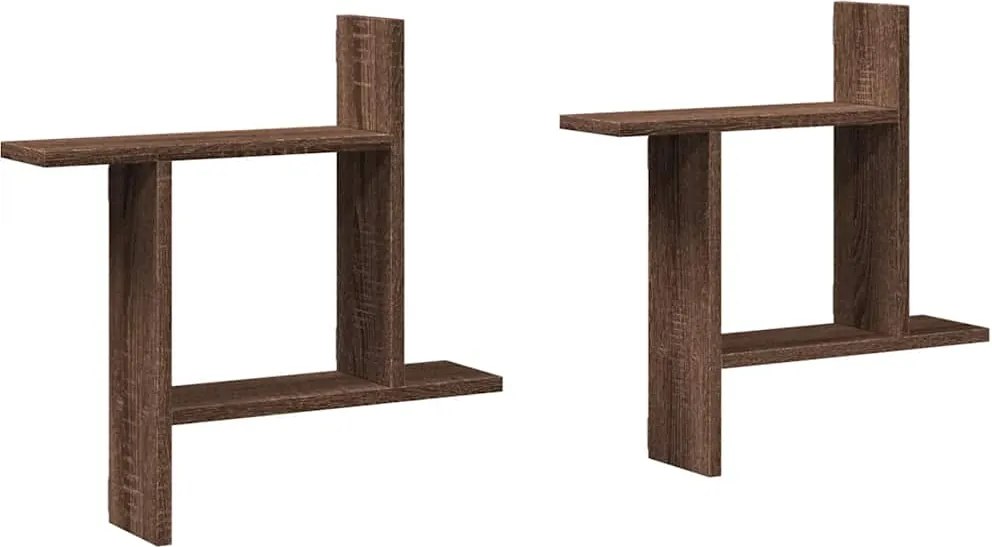 vidaXL 2 db barna tölgyszínű szerelt fa fali polc 50 x 12 x 50 cm