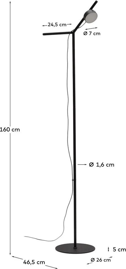 Fekete LED dimmelhető állólámpa (magasság 160 cm) Orey – Kave Home