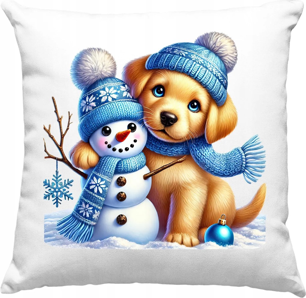 Karácsonyi Díszpárna+töltet 40x40 Karácsonyi Aranyos Kutya