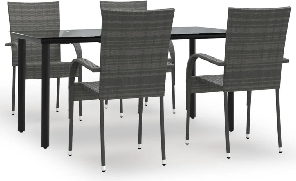 vidaXL 5 részes szürke kerti étkezőgarnitúra