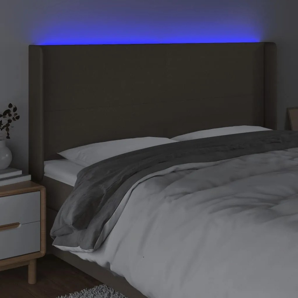tópszínű szövet LED-es fejtámla 183x16x118/128 cm