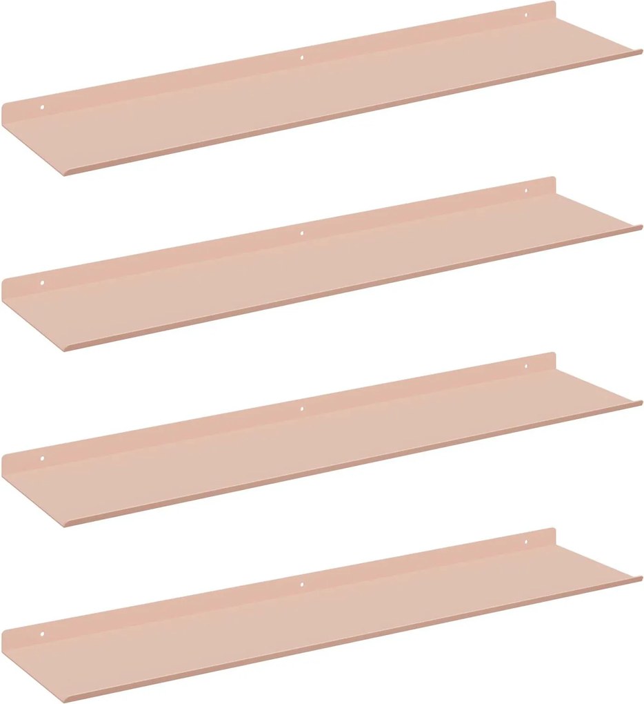 vidaXL Lebegő polc 4 pcs Rózsaszín 80 x 18 x 2,5 cm Acél