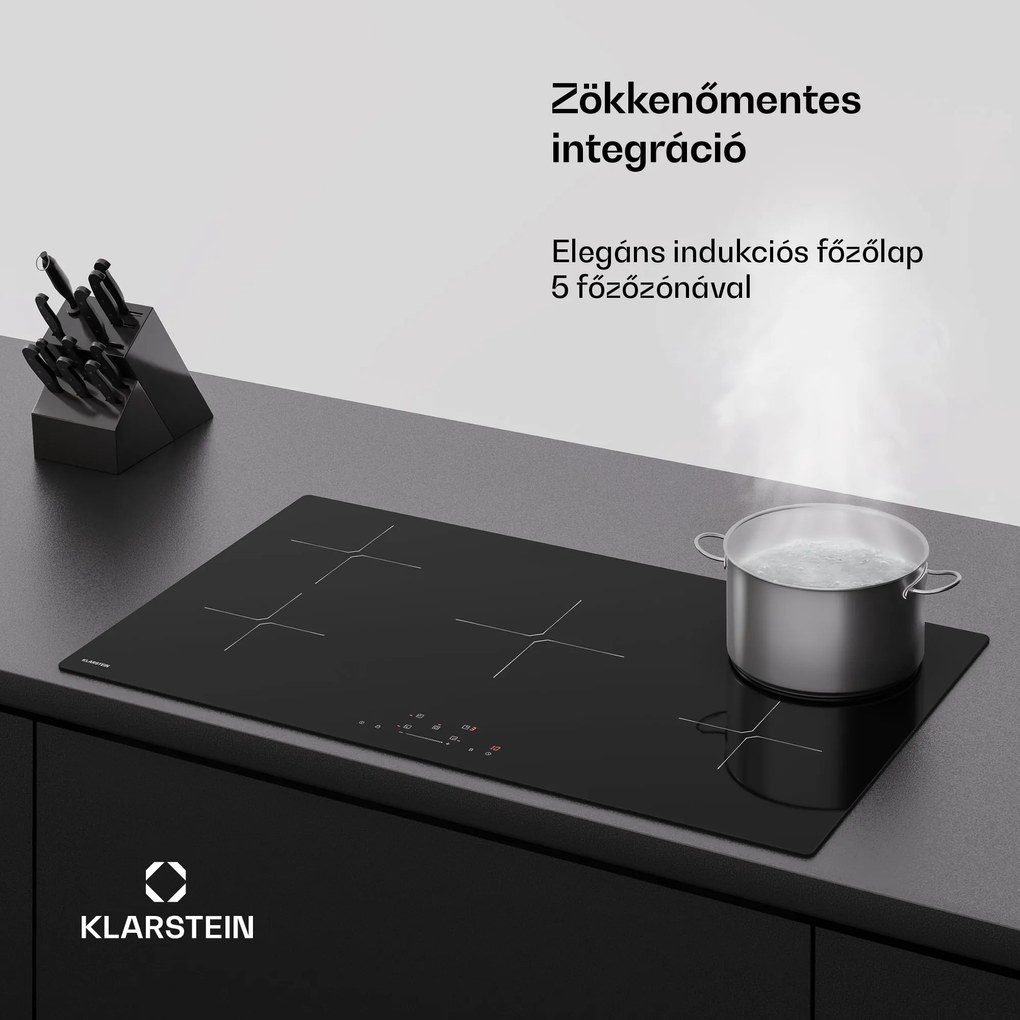 Klarstein PowerGlide indukciós főzőlap | Modern és nagy teljesítményű | 5 főzőzóna | 9800 W | 90 cm