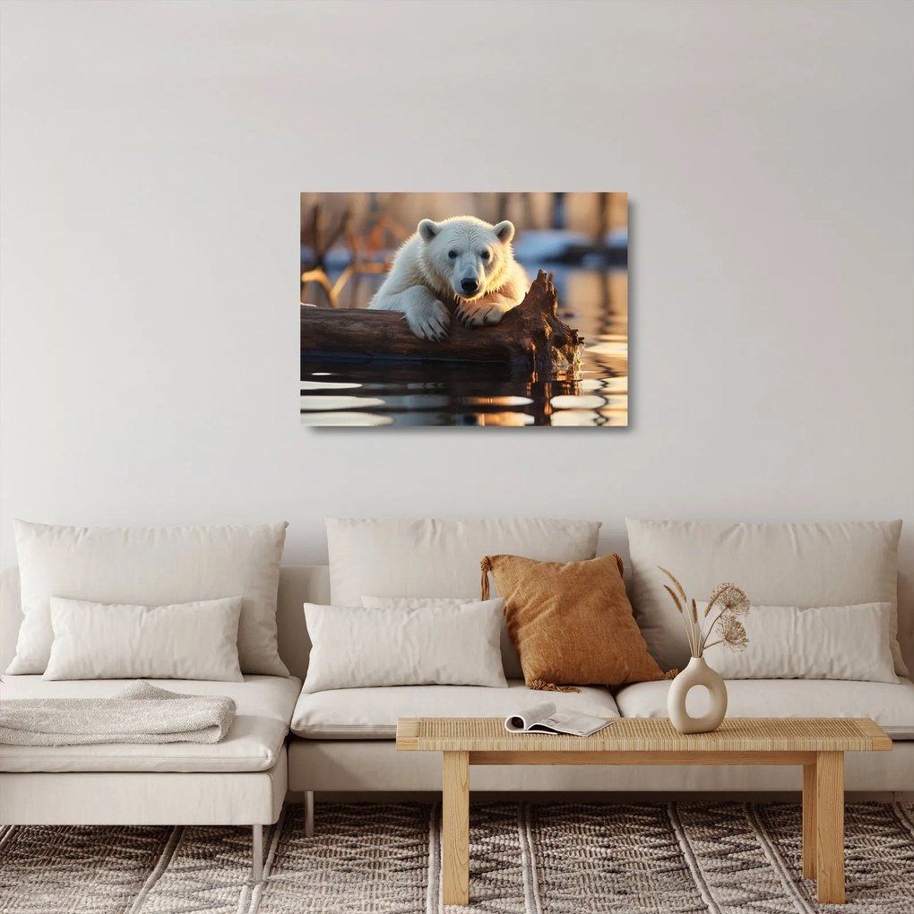 Üveg kép - Jegesmedve (70x50 cm)