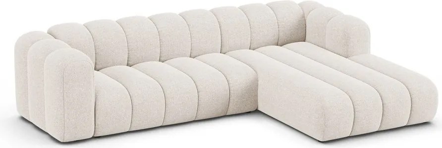 Krémszínű zsenília sarokkanapé (jobb oldali-heverő résszel) Lupine – Micadoni