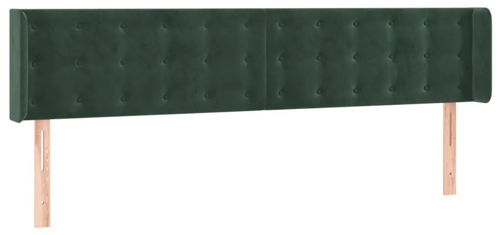 sötétzöld bársony LED-es fejtámla 183 x 16 x 78/88 cm