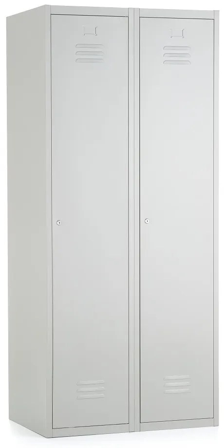 Fém szekrény, 80 x 50 x 180 cm, hengerzár, világosszürke - ral 7035