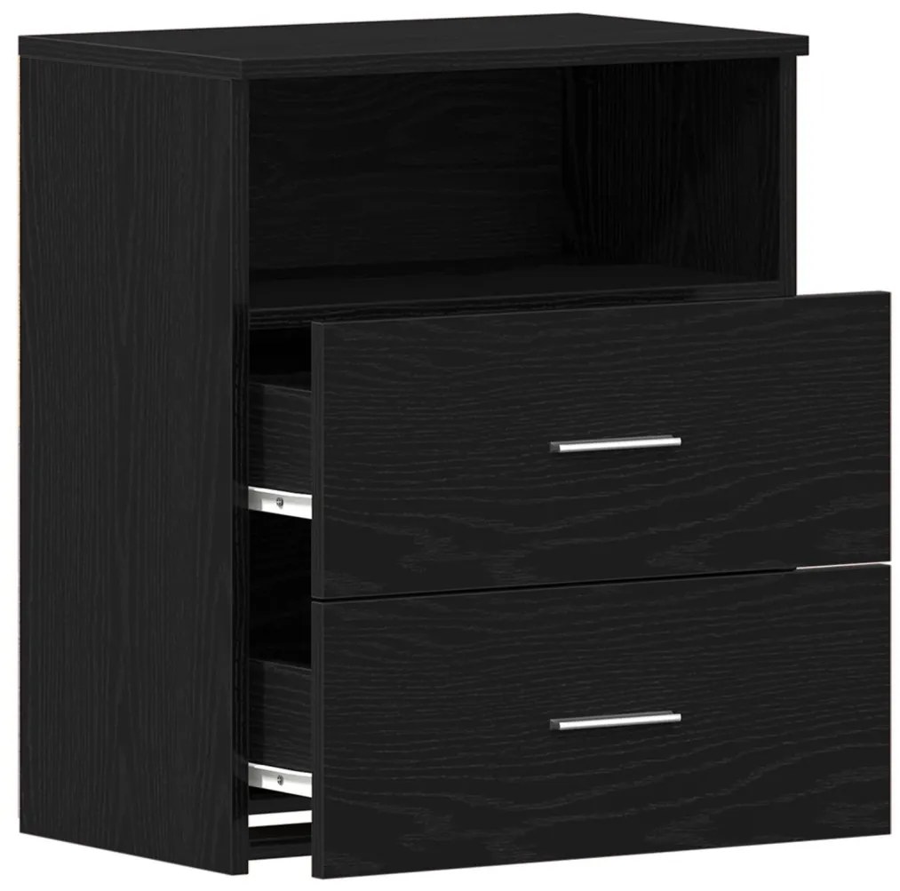 Éjjeli szekrények 2 db Fekete tölgy 50x32x60cm Mérnöki fa