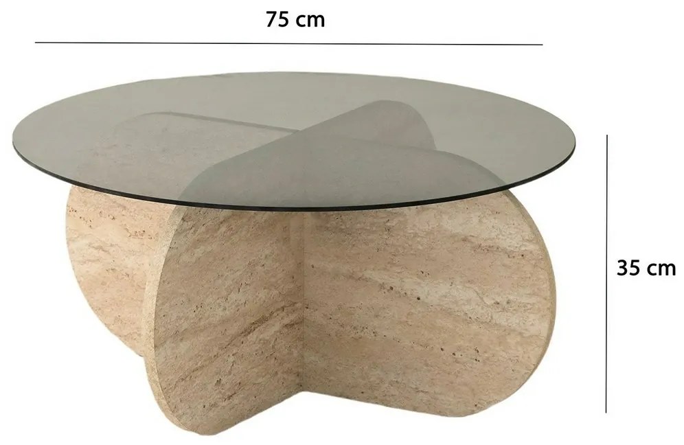 Bubble Travertine konferenciaasztal sötét üveggel