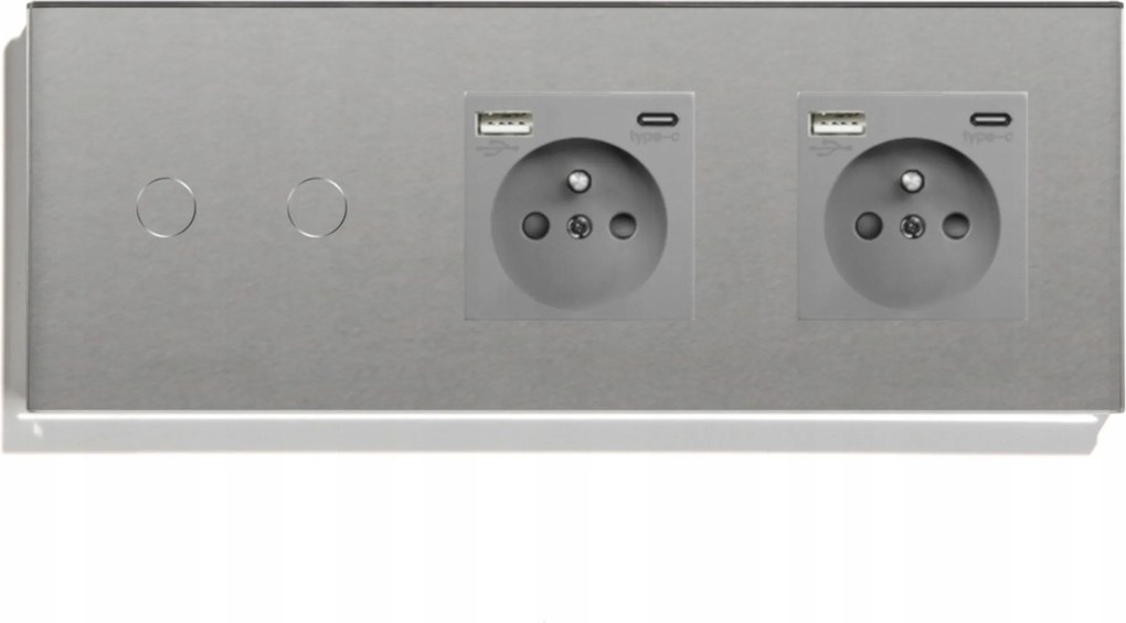 Érintőkapcsoló DUPLA+2 Aljzat Usb-c Üveg