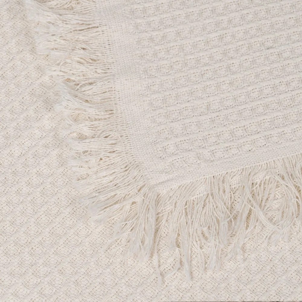 Krémszínű újrahasznosított pamut ágytakaró 260x280 cm Honeycomb – Ixia