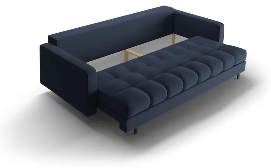 Sötétkék kinyitható tárolóhelyes kanapé 222 cm Bali – Cosmopolitan Design