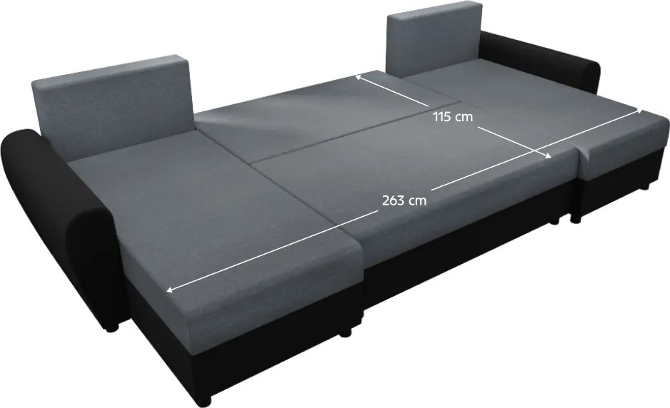 Univerzális ülőgarnitúra, szürke/fekete, DAKAR NEW U