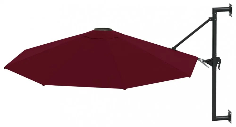 burgundi vörös falra szerelhető napernyő fémrúddal 300 cm