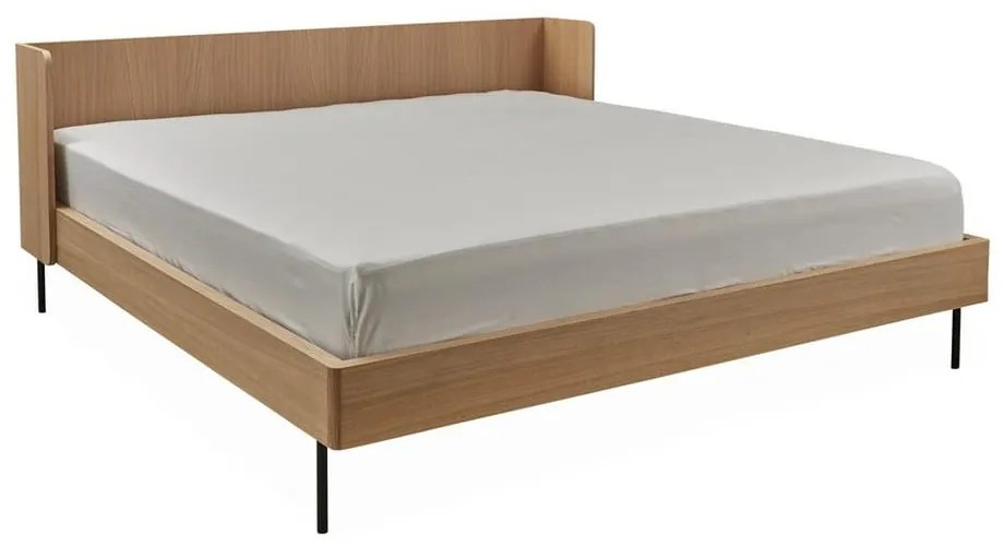 Natúr színű franciaágy tölgyfa dekorral 160x200 cm Wrap – Bonami Selection