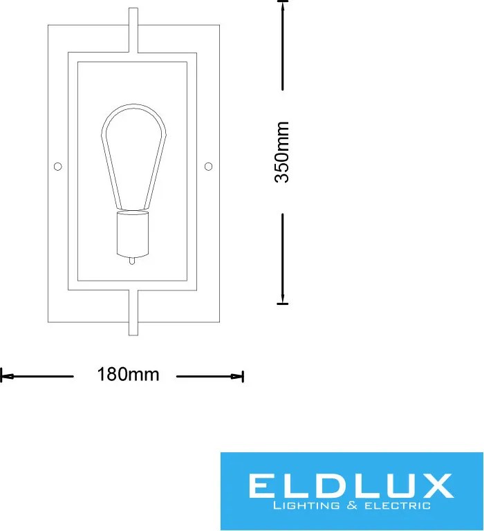 UNIVERSO Fali lámpa e27 1xmax.60w IP20 réz/fekete 350x180mm 5év