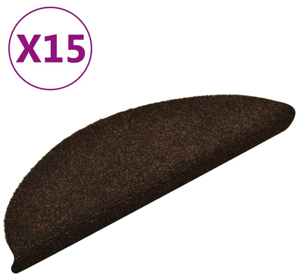 15 db öntapadós lépcsőszőnyeg 56 x 17 x 3 cm barna félkör alakú