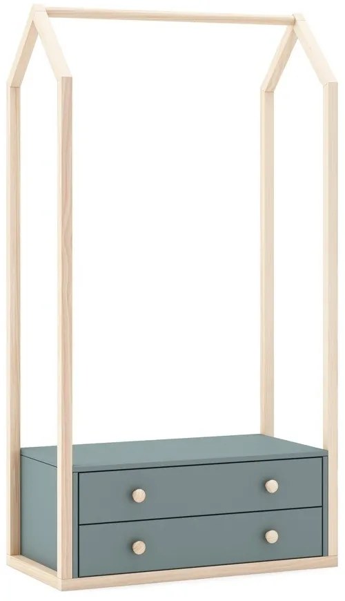 Szürkészöld nyitott gyerek ruhásszekrény 80x170x40 cm Esteban – Marckeric