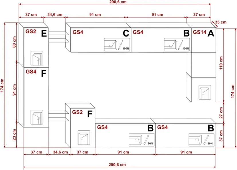 Prince Concept NEW 90 nappali bútor szett magasfényű fehér (290.6cm)