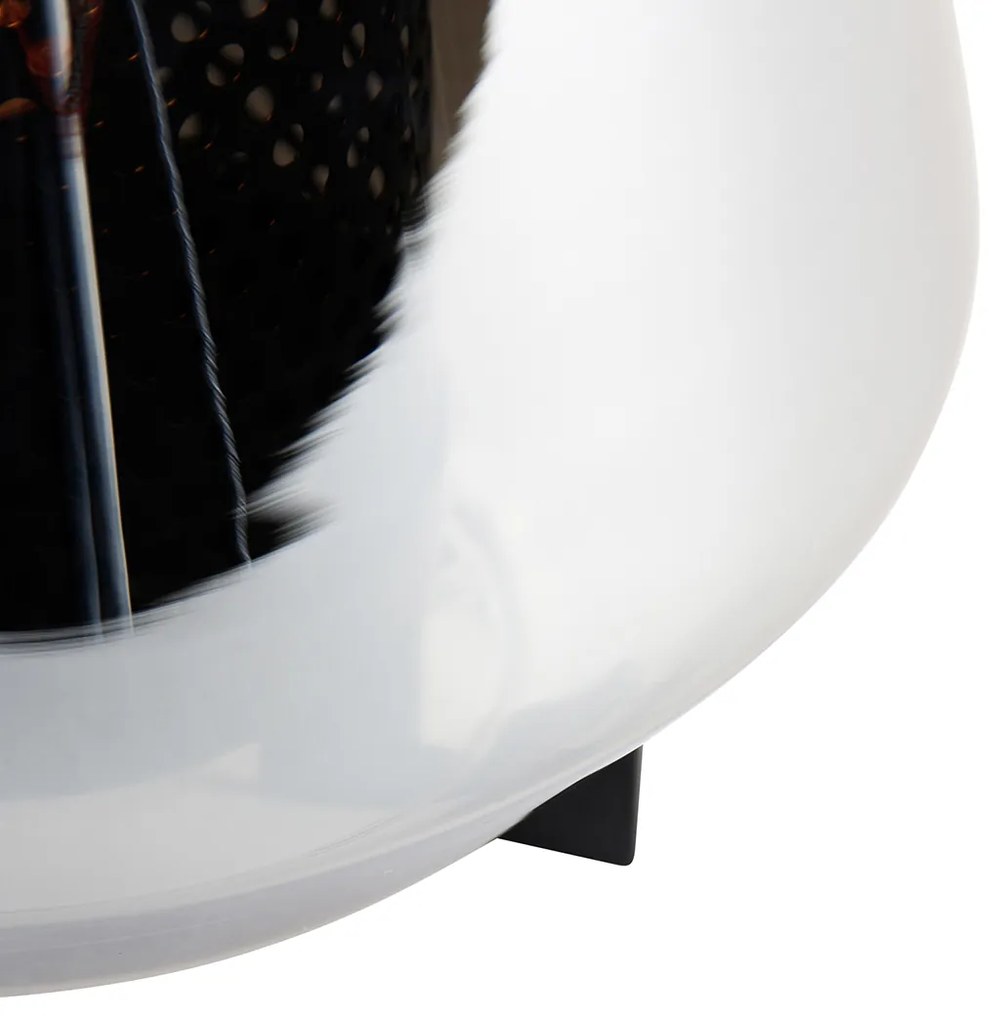 Art Deco asztali lámpa fekete füstüveggel 23 cm - Kevin