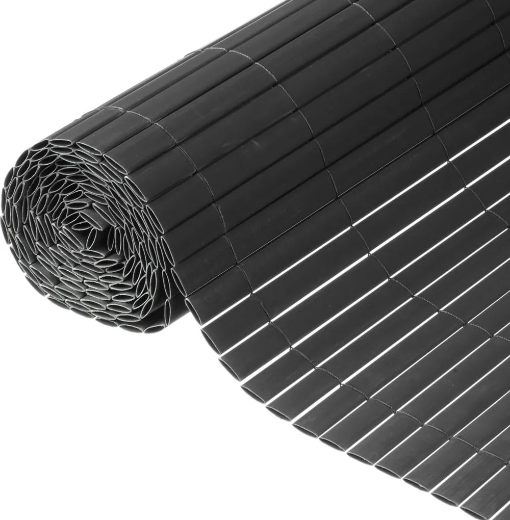 Nature antracitszürke kétoldalú PVC kerti paraván 1 x 3 m