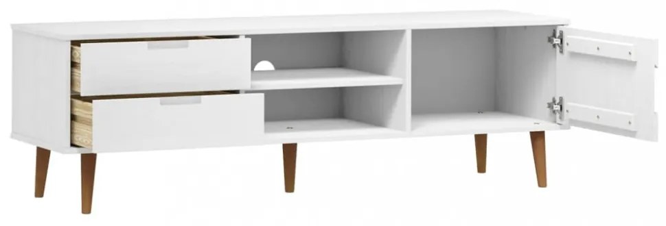 MOLDE fehér tömör fenyőfa TV-szekrény 158 x 40 x 49 cm