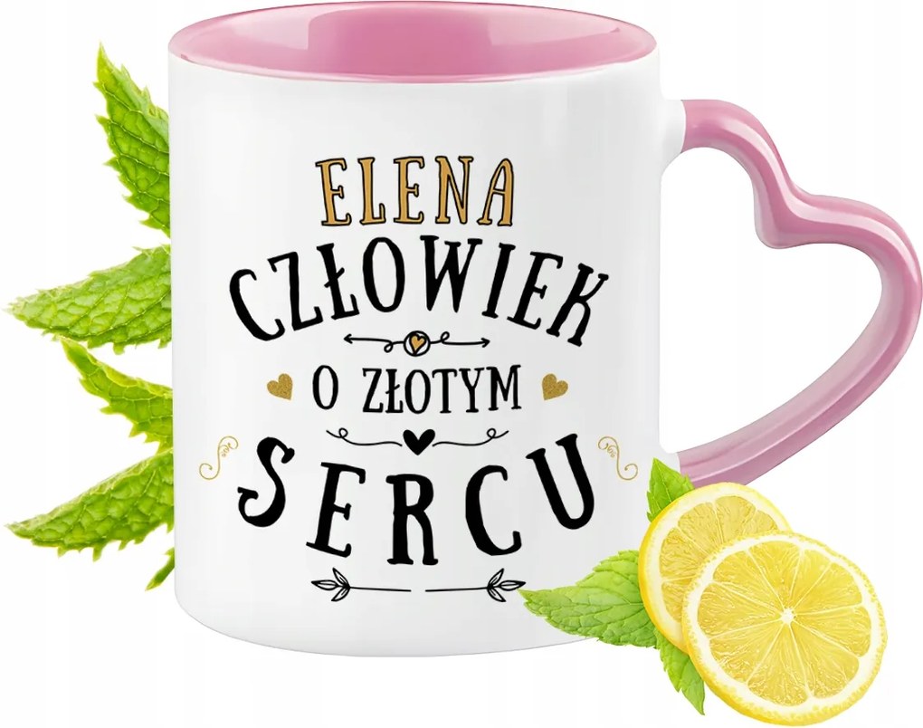 Elena bögre Rózsaszín, szív alakú füllel Kávé ajándék