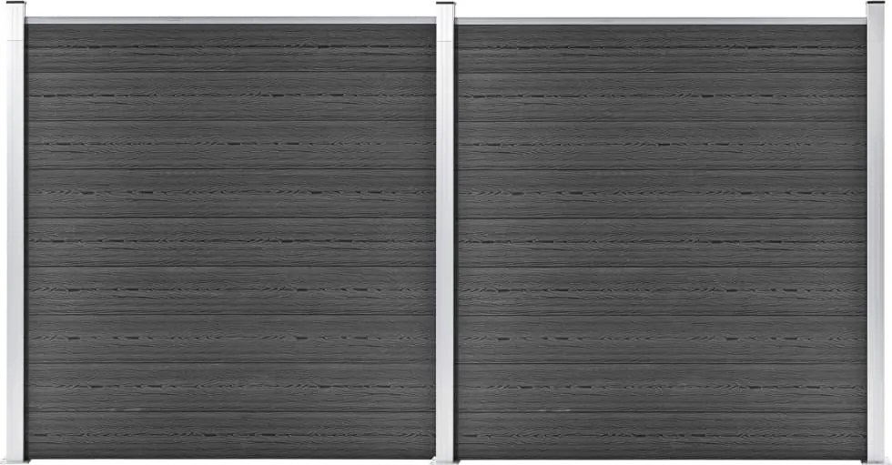 vidaXL fekete WPC kerítéspanelszett 353 x 186 cm