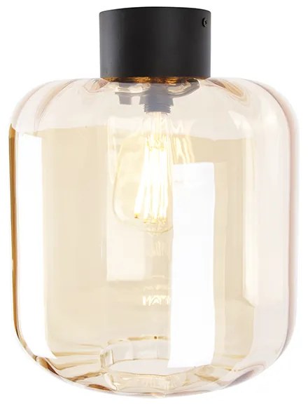 Design mennyezeti lámpa fekete borostyánüveggel - Qara