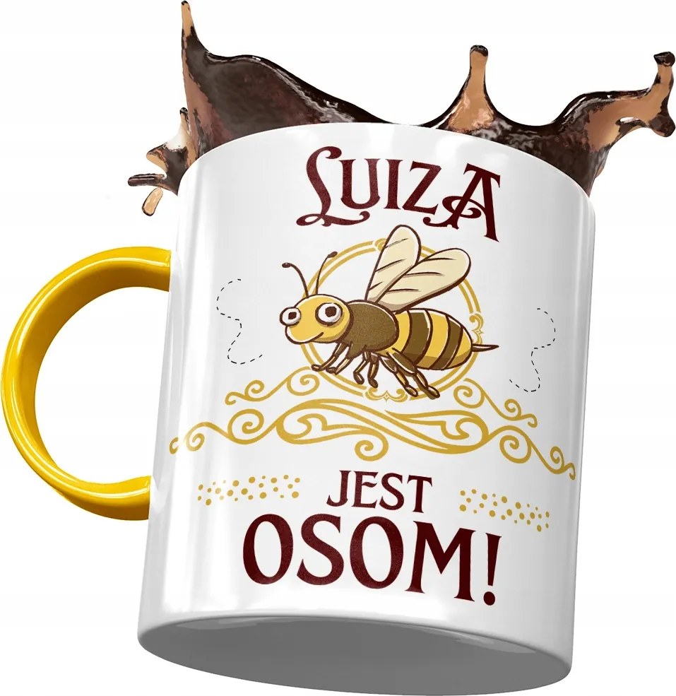 Sárga Bögre Lujza Feleség Barátnő Ajándék Nyomtatott Fotóval