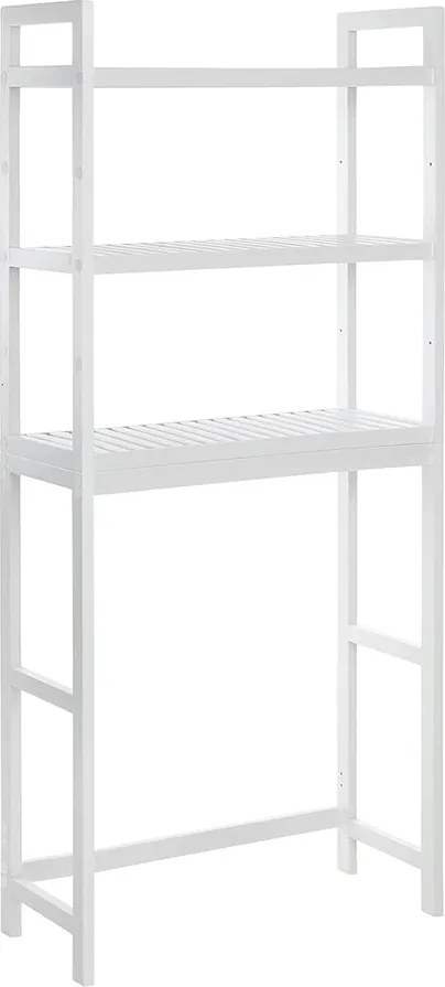 WC-polc, 3 szintes bambusz fürdőszobai polc,, 63 x 163 x 26 cm, fehér