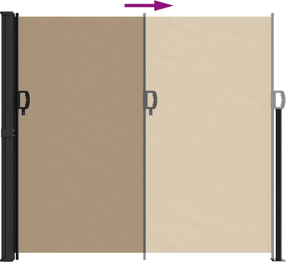 Tópszínű behúzható oldalsó napellenző 180 x 600 cm
