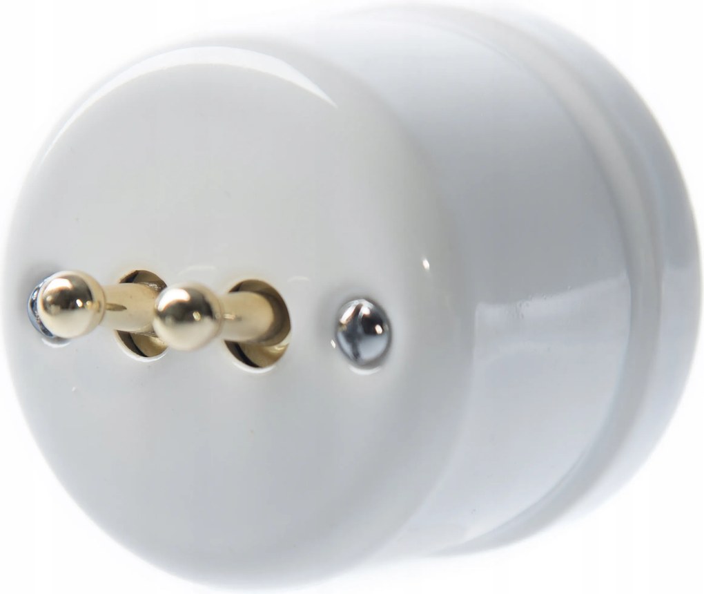 Kerámia Falra Szerelhető Kapcsoló Kétsávos Lépcsős Karos Fehér