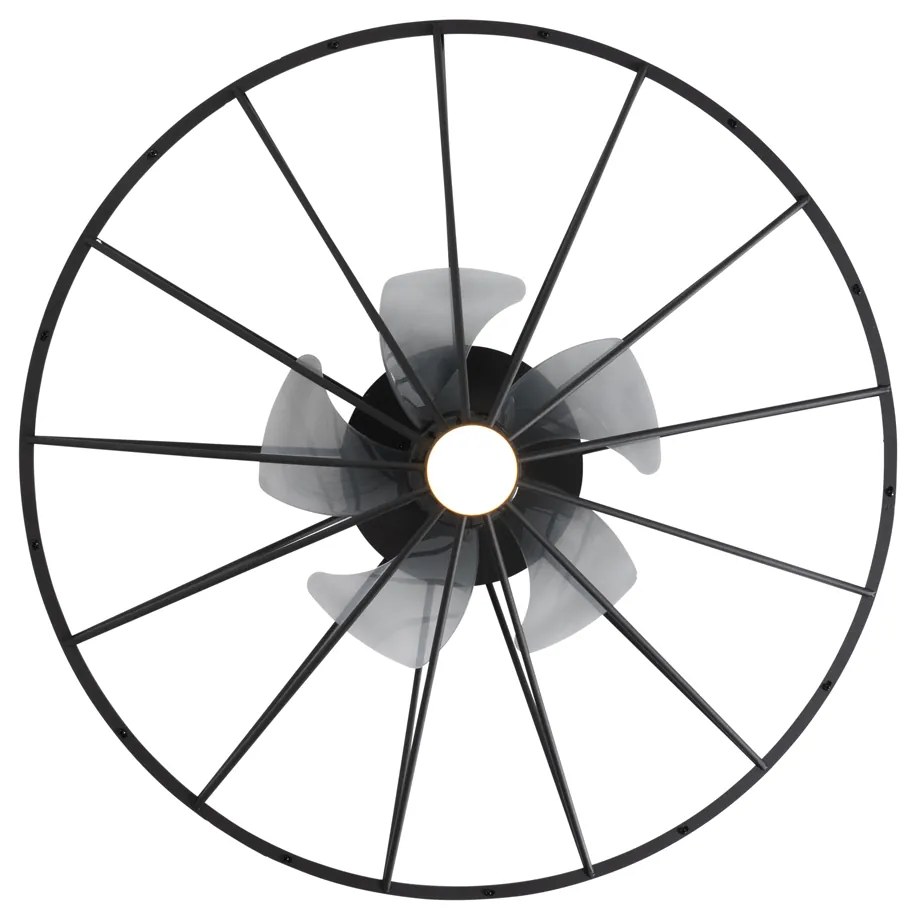 Mennyezeti ventilátor fekete 62cm LED-del, fényerőszabályzóval és távirányítóval - Yaran