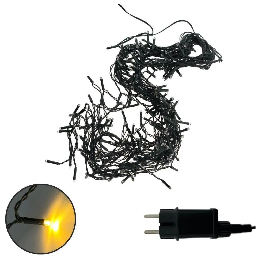 LED karácsonyi kültéri fényfüzér, 200 LED/230V, 7,6 m, IP44, fekete
