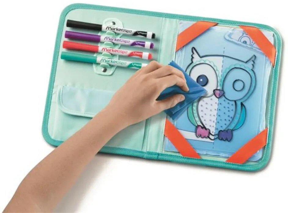 Kreatív készségfejlesztő tábla, átlátszó, törölhető, utazótáskával, MAPED CREATIV, Travel Board, állati móka (IMAC969310)