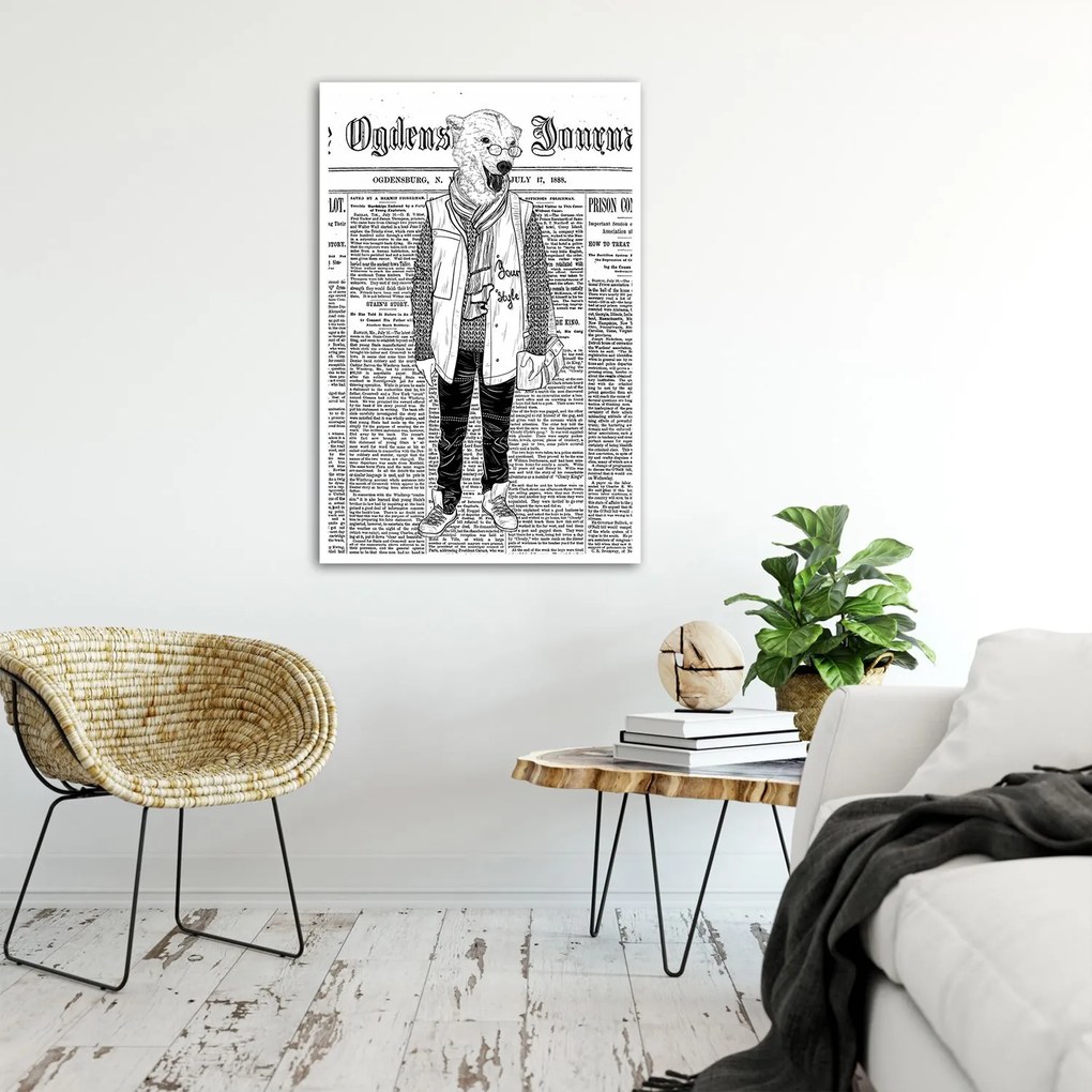 Gario Poszter Absztrakt medve egy újság hátterén A keret színe: Fekete, Méret: 70 x 100 cm