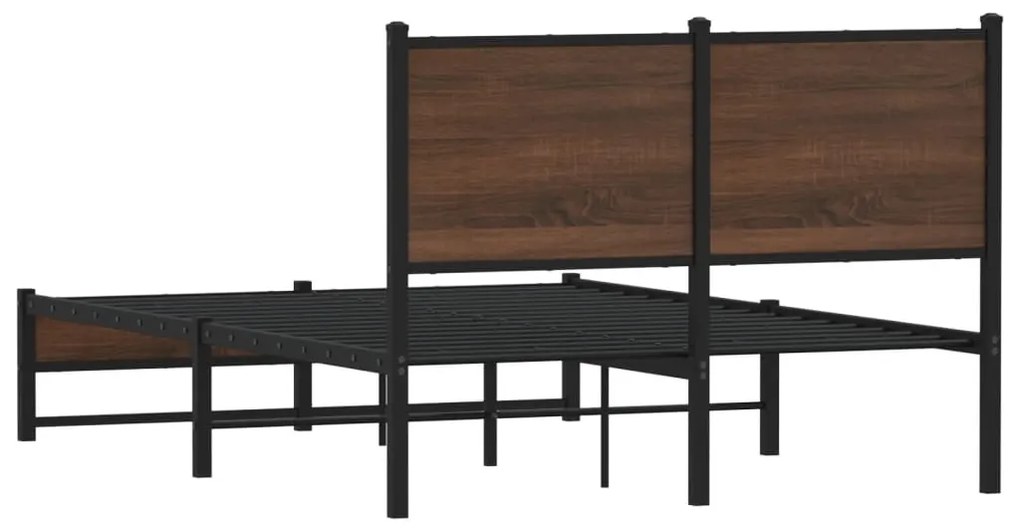 barna tölgy színű fém ágykeret matrac nélkül 120 x 200 cm