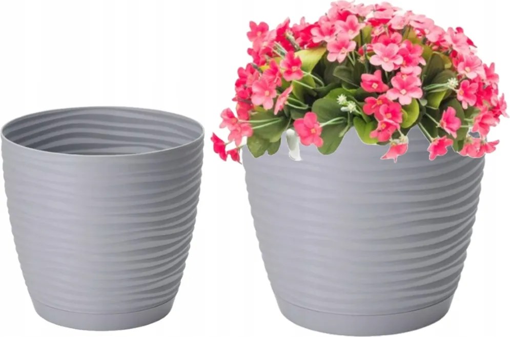 Virágtartó állvány dekoratív platina 14,7x13,6cm klasszikus műanyag szürke