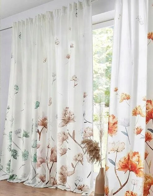 130/245 Zöld Virágmintás Függöny 1 Db