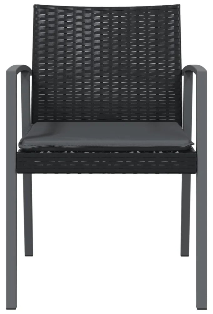 2 db fekete polyrattan kerti szék párnával 56,5 x 57 x 83 cm