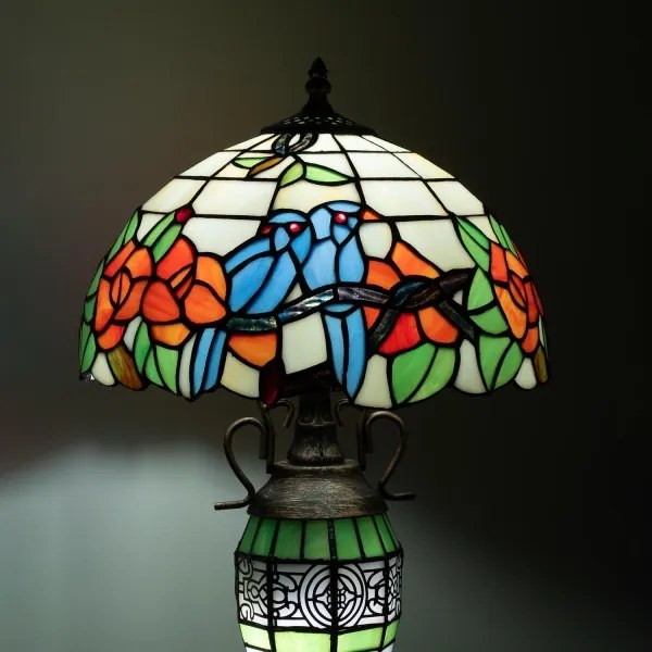 BRILAGI - JUNGLE Tiffany stílusú ólomüveg asztali lámpa 1xE27/60W/230V + 1xE14/40W