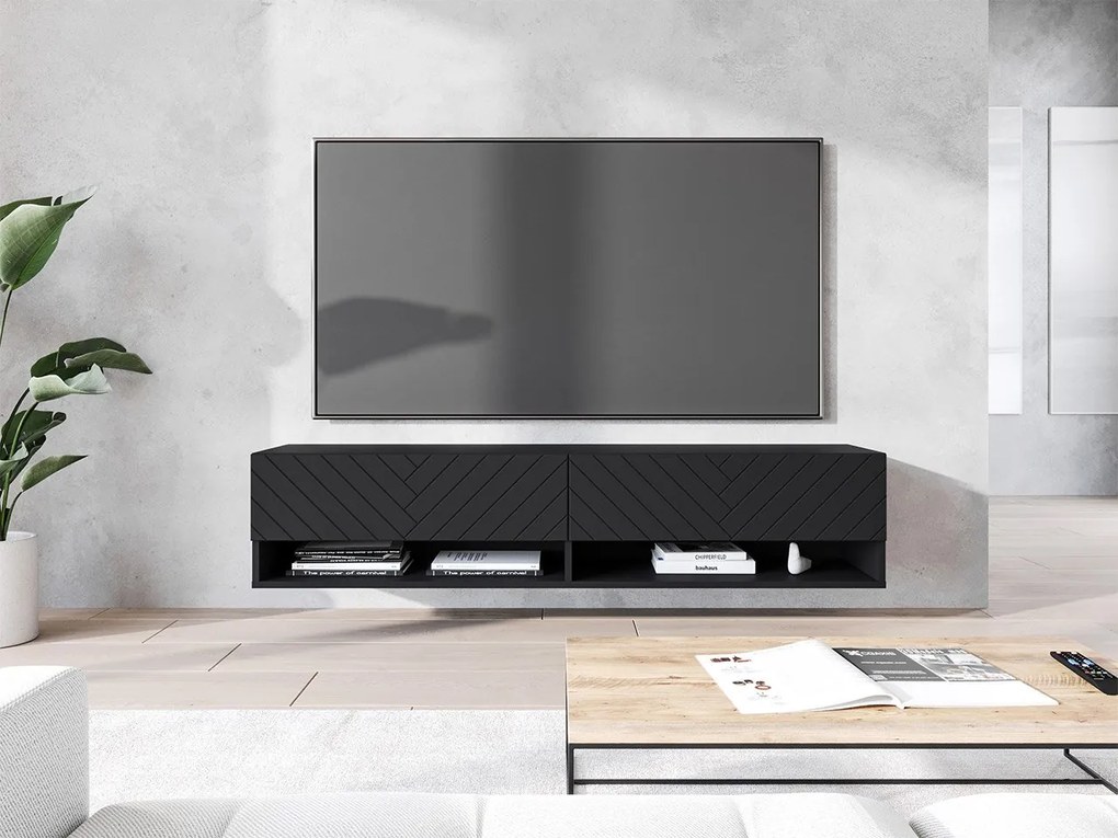 Függesztett TV szekrény Adenuk 140 MDF (fekete grafit + halcsont fekete) . 1106322