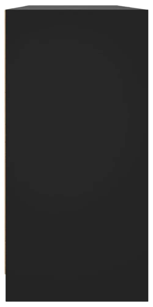 fekete szerelt fa könyvespolc ajtóval 204x37x75 cm