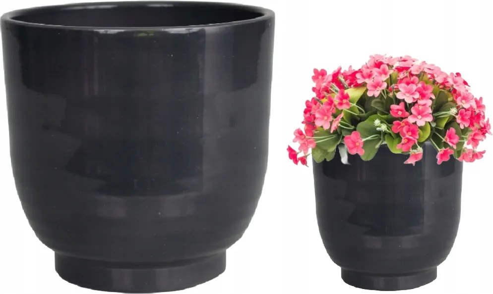 Kerámia virágcserép 15 cm gránit színű, klasszikus, lábon álló, divatos beltéri