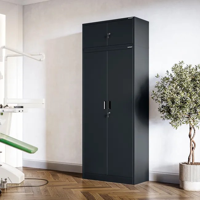 4 polcos fém irodai szekrény, antracit, 1750x800x400 mm: JAN Compact