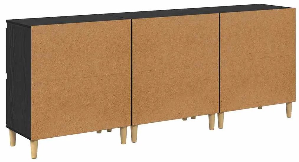 Oldalszekrények 3 pcs Fekete tölgy 60 x 35 x 70 cm Faanyag