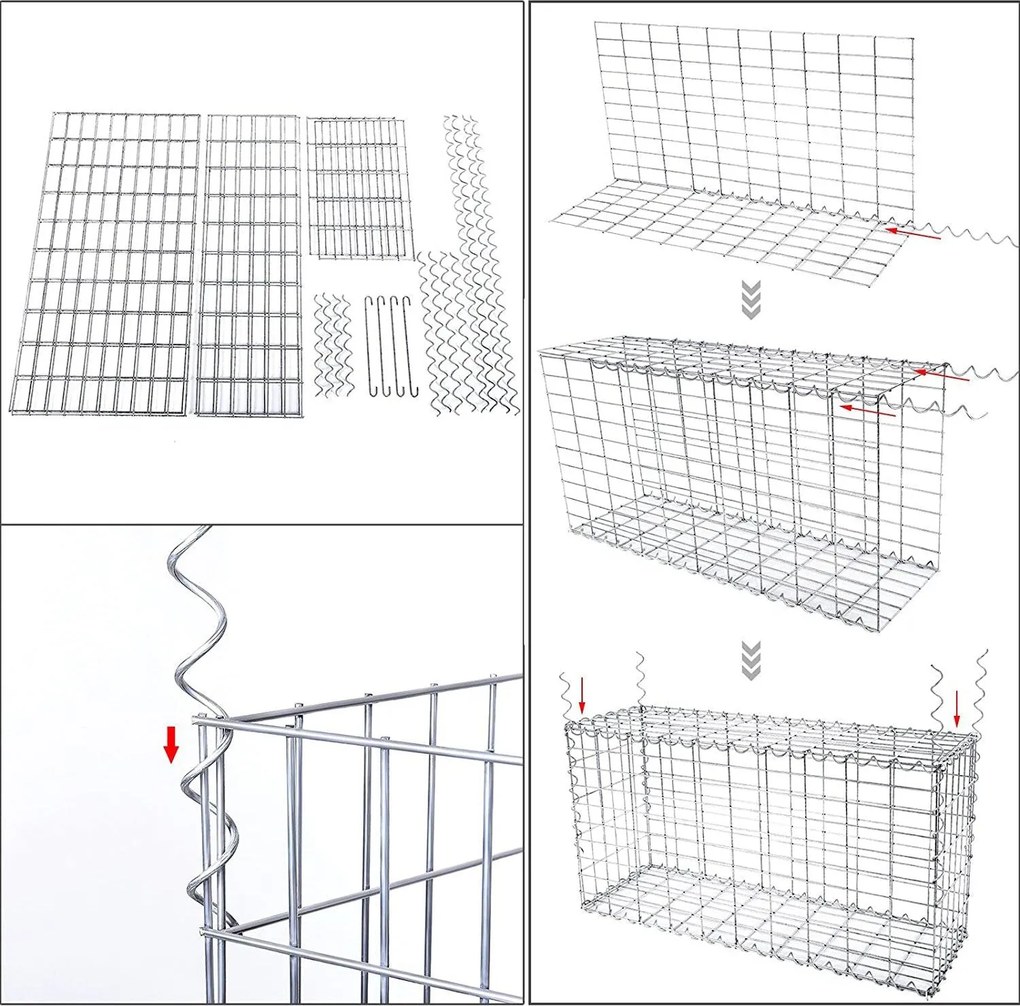 Gabion kosár, fém gabion ketrec 50 x 100 cm-es