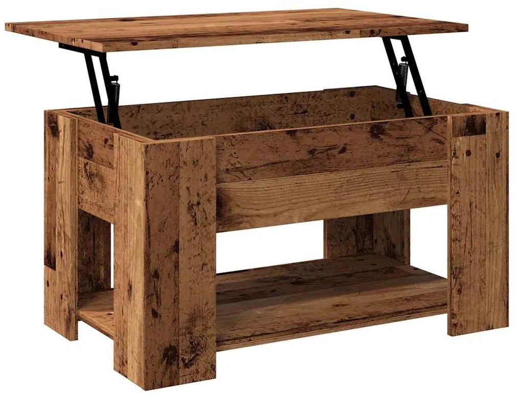 antik fás szerelt fa dohányzóasztal 79 x 49 x 41 cm